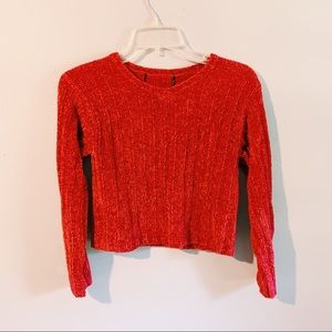 Red cropped sweater